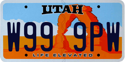 UT license plate W999PW