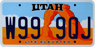UT license plate W999QJ