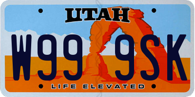 UT license plate W999SK