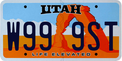 UT license plate W999ST