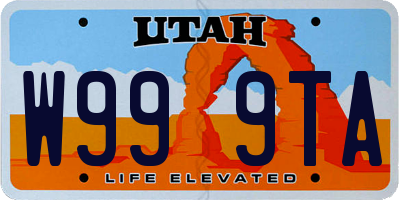 UT license plate W999TA
