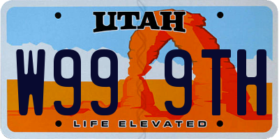 UT license plate W999TH