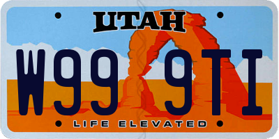 UT license plate W999TI