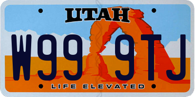 UT license plate W999TJ
