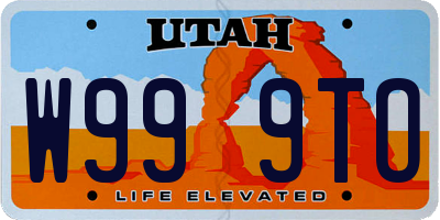 UT license plate W999TO