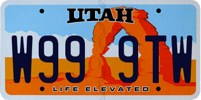 UT license plate W999TW