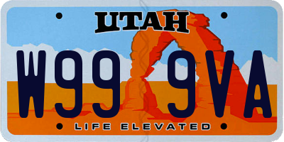 UT license plate W999VA