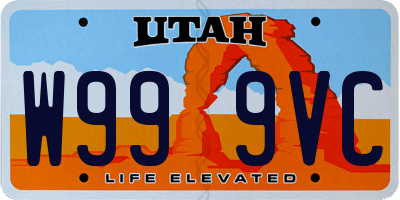 UT license plate W999VC