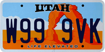 UT license plate W999VK