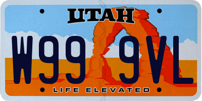 UT license plate W999VL