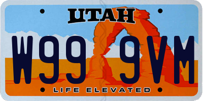 UT license plate W999VM