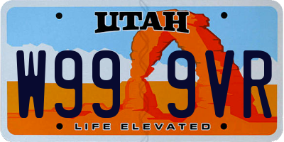 UT license plate W999VR