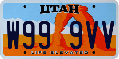 UT license plate W999VV