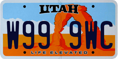 UT license plate W999WC