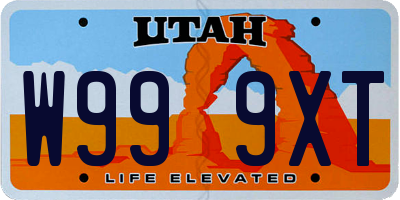 UT license plate W999XT