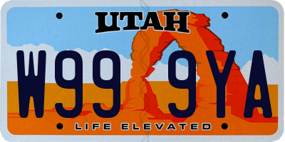 UT license plate W999YA
