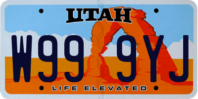 UT license plate W999YJ
