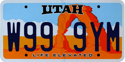 UT license plate W999YM