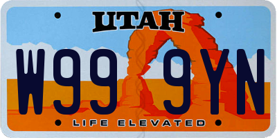 UT license plate W999YN