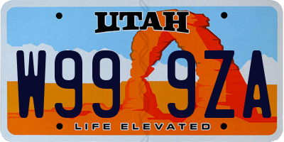 UT license plate W999ZA