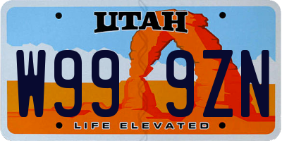 UT license plate W999ZN