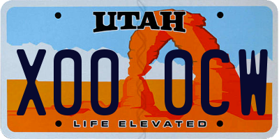 UT license plate X000CW