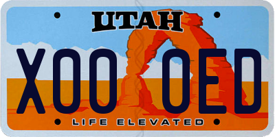 UT license plate X000ED