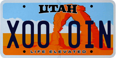 UT license plate X000IN