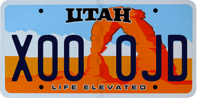 UT license plate X000JD