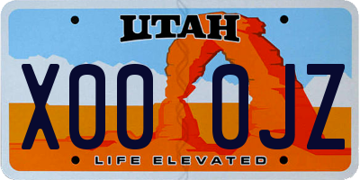 UT license plate X000JZ