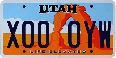 UT license plate X000YW