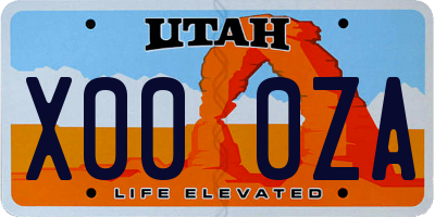 UT license plate X000ZA