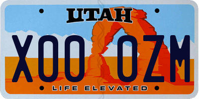 UT license plate X000ZM