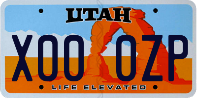 UT license plate X000ZP