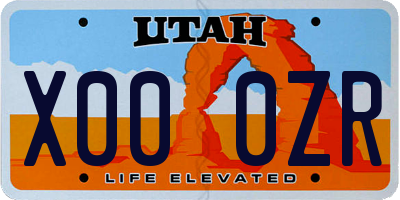 UT license plate X000ZR