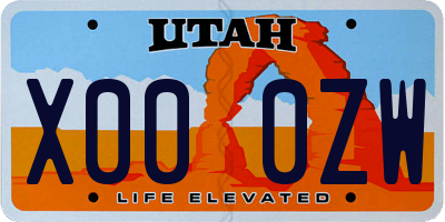 UT license plate X000ZW