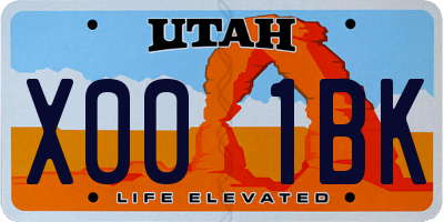 UT license plate X001BK