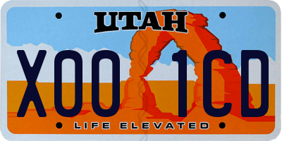UT license plate X001CD