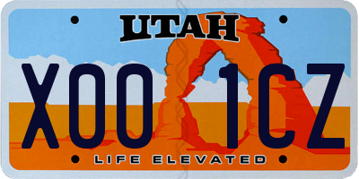 UT license plate X001CZ