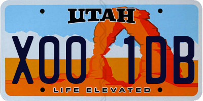 UT license plate X001DB