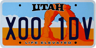 UT license plate X001DV