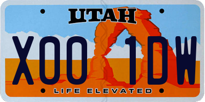 UT license plate X001DW