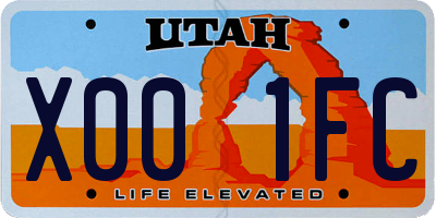 UT license plate X001FC