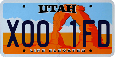 UT license plate X001FD