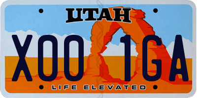 UT license plate X001GA