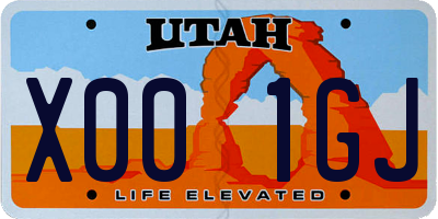 UT license plate X001GJ