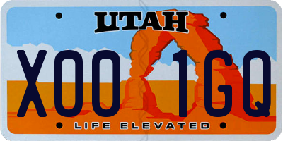 UT license plate X001GQ