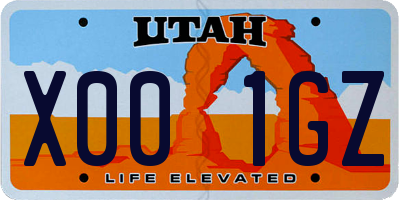 UT license plate X001GZ