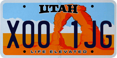 UT license plate X001JG