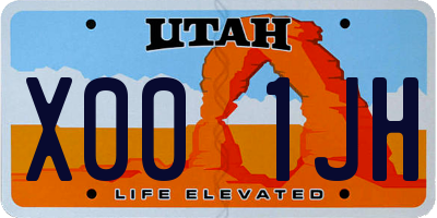 UT license plate X001JH